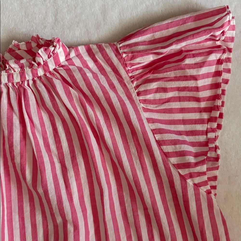 {Anthro} Birds of Paradis by Trovata | Carla Stripe High Neck Ruffle Top $248 S - Picture 5 of 16